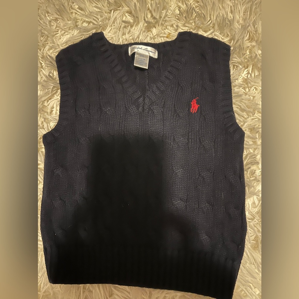 Polo Ralph Lauren infant size 12 months navy blue sweater vest.